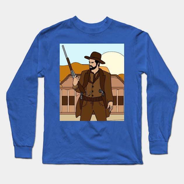 Retro Wild West Cowboys Rodeo Long Sleeve T-Shirt by flofin